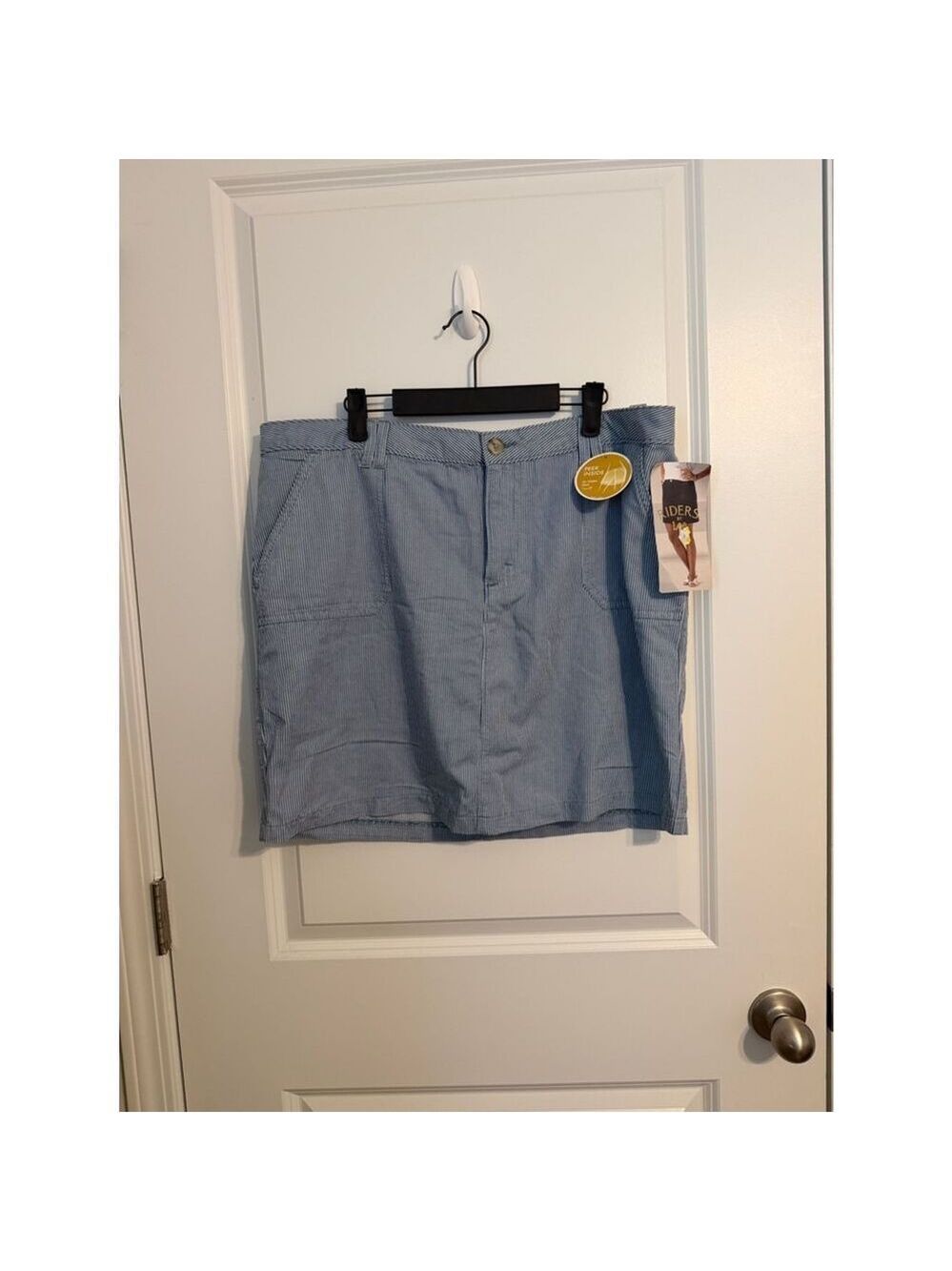 Riders by Lee Women's Size 16 Blue Pinstripe Midi Skirt NWT